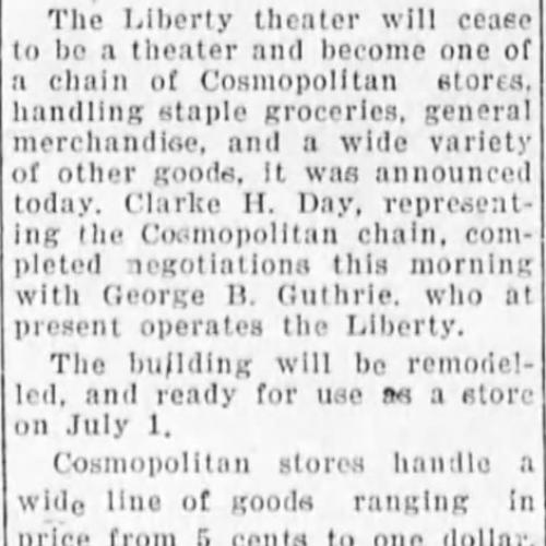 Ye Liberty closing, 1925