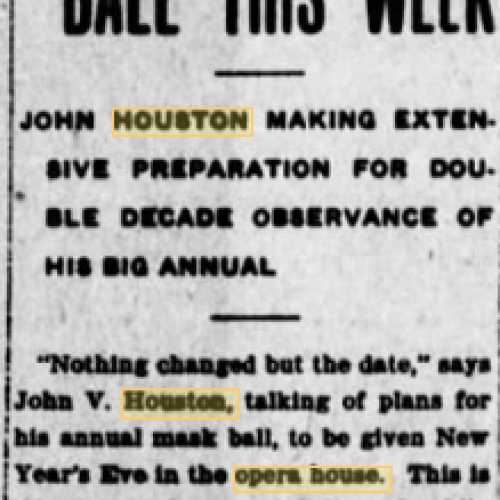 Mask ball at Houston's Opera House, 1911