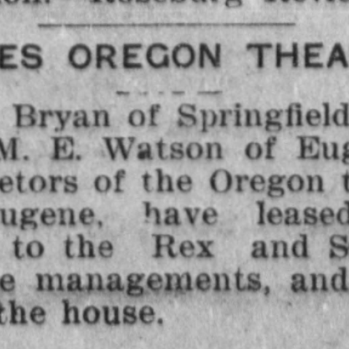 Oregon theater changes ownership, 1915