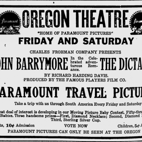 Paramount Pictures at the Oregon theater, 1915