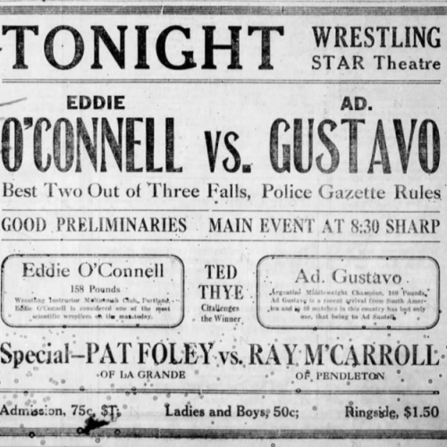 Wrestling at the Star theater, 1919