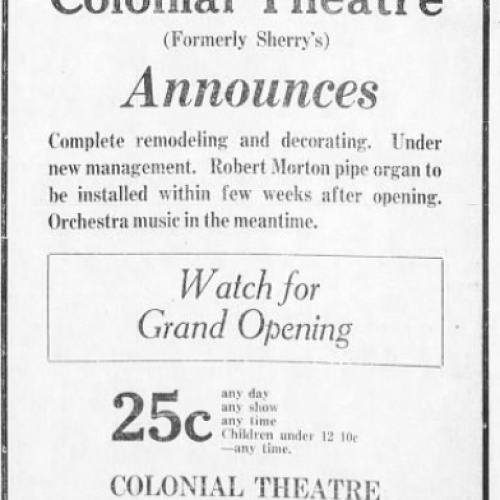 Program at the Colonial theater, 1927