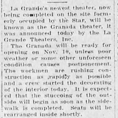 Star theater closed to make way for the Granada, 1929