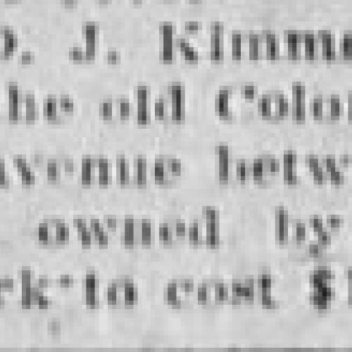 Colonial theater news item indicating its location, 1929