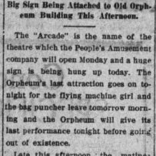 Arcade theater opens in Feb. 1911