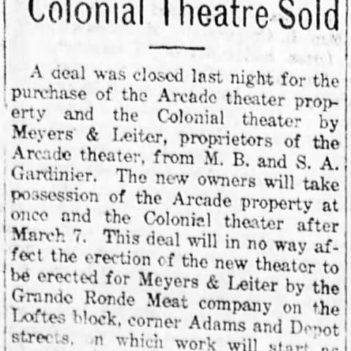 Ownership changes at the Colonial theater, 1917