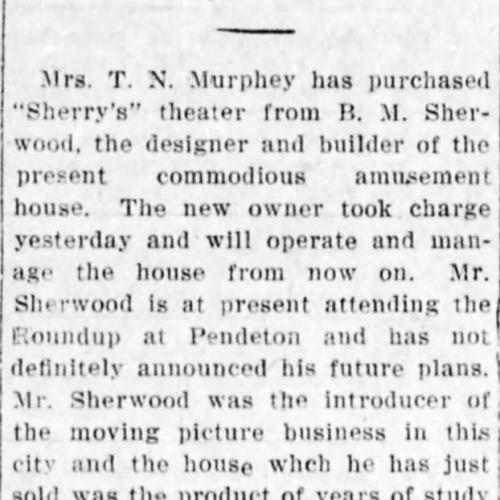 Ownership of Sherry's theater, 1912