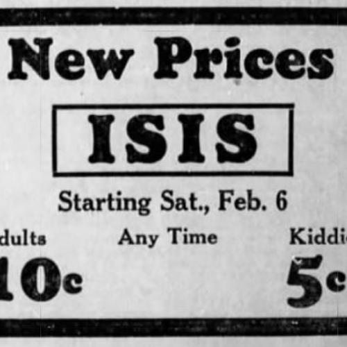 Prices at the Isis, 1932