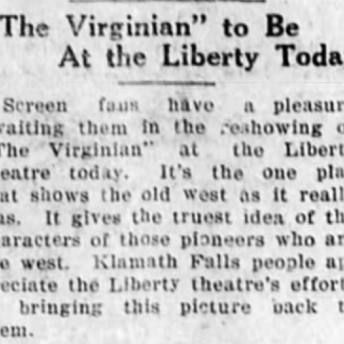 The Virginian at the Liberty theater, 1924