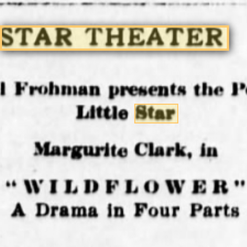Star theater program ad, 1915