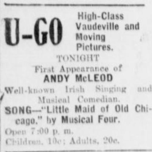 First advertisement for the U-Go theater, 1910