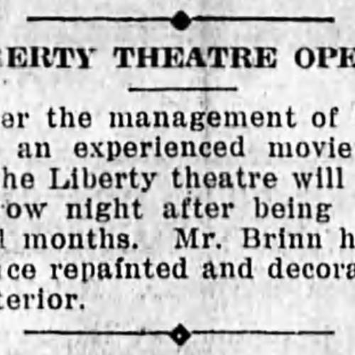 Yet more management changes at the Liberty, 1919