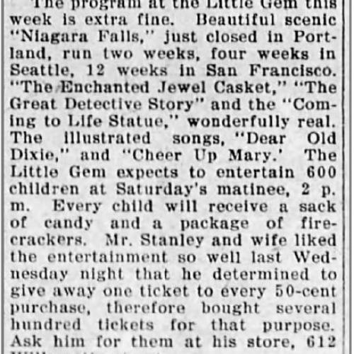 Extra fine program at the Little Gem, 1907