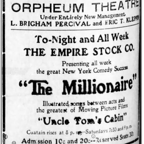 Ad for the Orpheum theater, 1908
