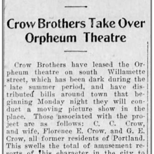 New management at the Orpheum theater, 1908