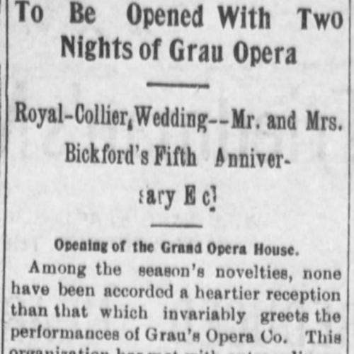 Grand theater opens, 1900