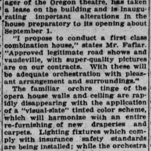 Grand theater changes hands, 1920