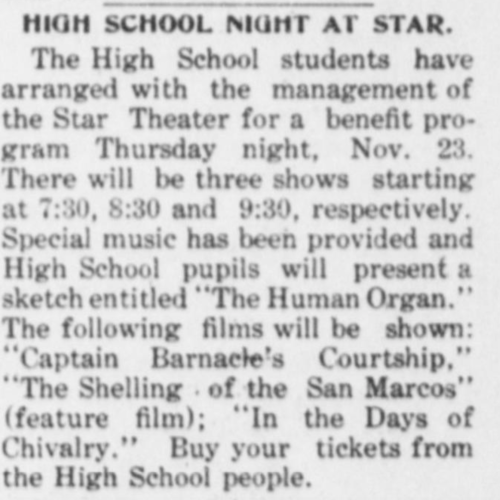 This blurb announces a High School Night at The Star.