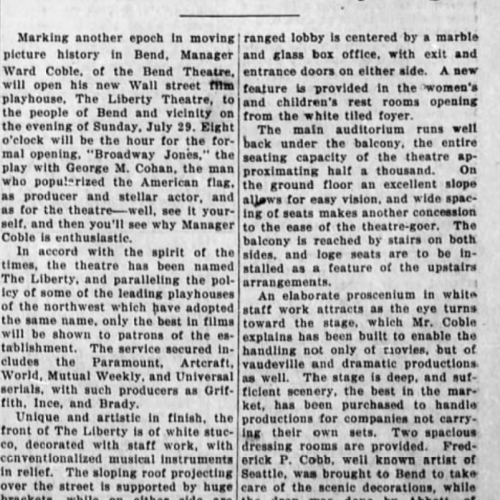 Bend Bulletin, July 25, 1917, p 1. Newspapers.com.
