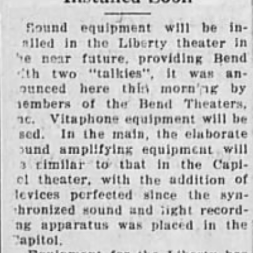 Bend Bulletin, November 5, 1929, p 8. Newspapers.com.