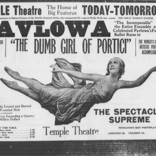 Newspaper advertisement for the showing of a successful photoplay at the Temple. 