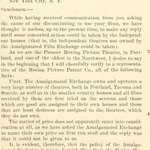 Letter from B. E. Gellerman discussing frustration with the Film Exchange 