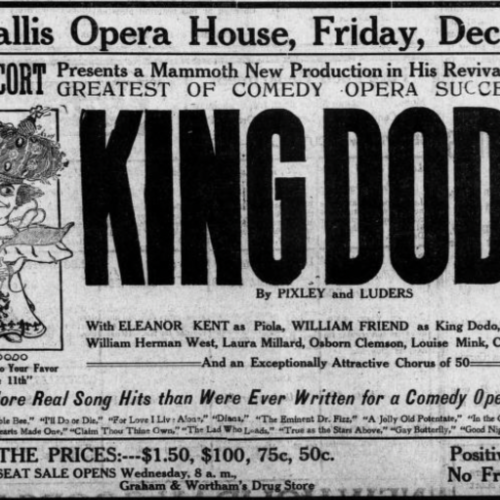 This is an Ad for a theatrical performance taking place around December 1, 1909, Multiple identical Ads were shown in following days.