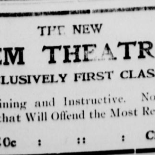 An ad for the Gem Theater promoting the fact that is it a high class theater