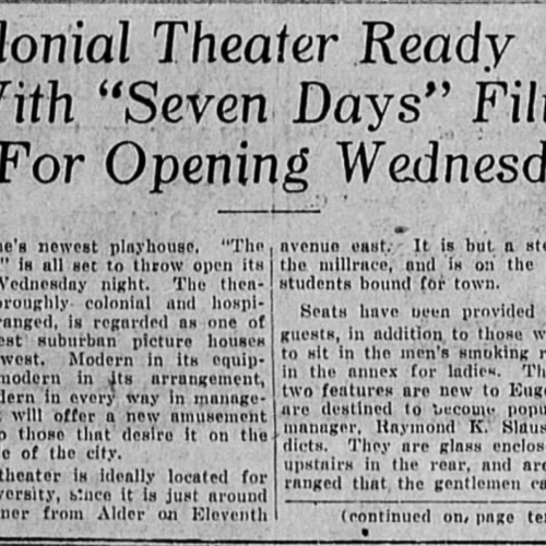 Colonial Theater Opening Day Ad
