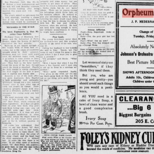 Advertisements for the events and showings that will be happening at both the Orpheum Theater and the Past Time Theatre 