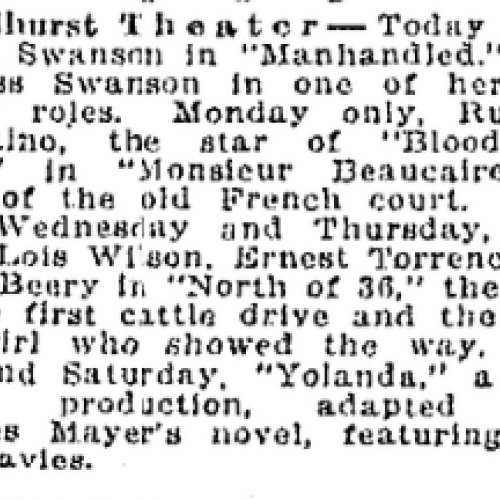 A snip from the December 25 1938 edition of the Sunday Oregonian, describing the films being shown at the theater