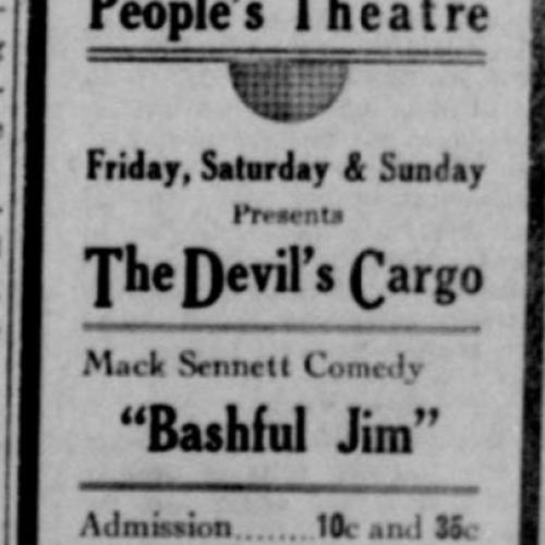 Peoples Theatre Advertisement. December 31 1925. In The Scio Tribune