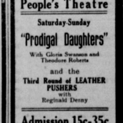 Peoples Theatre Ad. The Scio Tribune. January 17, 1924. Historic Oregon Newspaper.