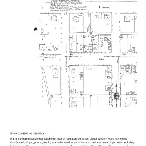 A sketch of Richland. A building in the upper right hand corner is labeled "movies"