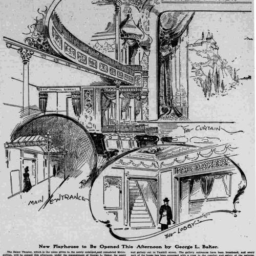 A photo illustration of the Baker Theatre from the Portland Morning Oregonian in 1902. (Image: Oregonian)