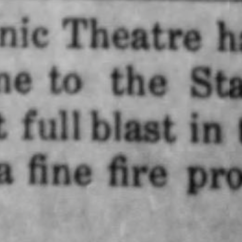 Newspaper announcement for Scenic Theater new location