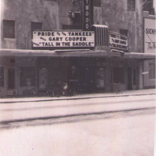 The theatre during winter covered in snow 