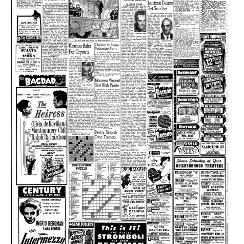 Valentines Day showings newspaper clipping