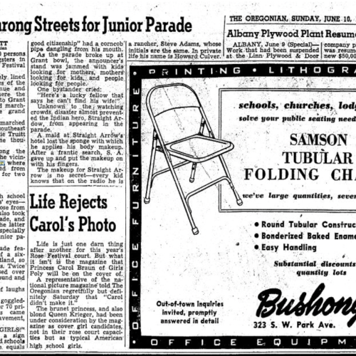 Junior Rose Festival Parade newspaper clipping