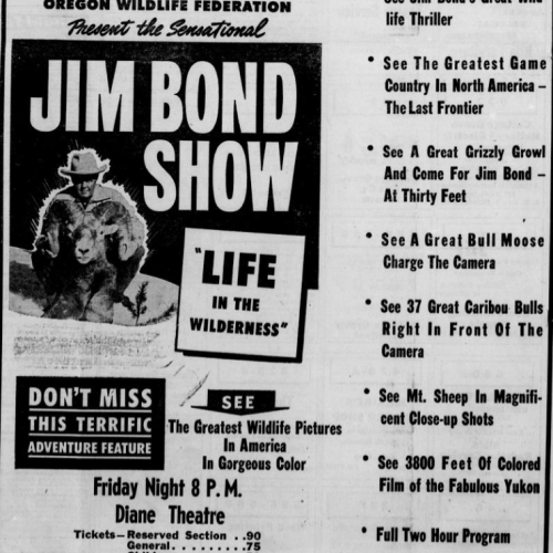 Newspaper advertisement for the Diane Theatre, 1950.