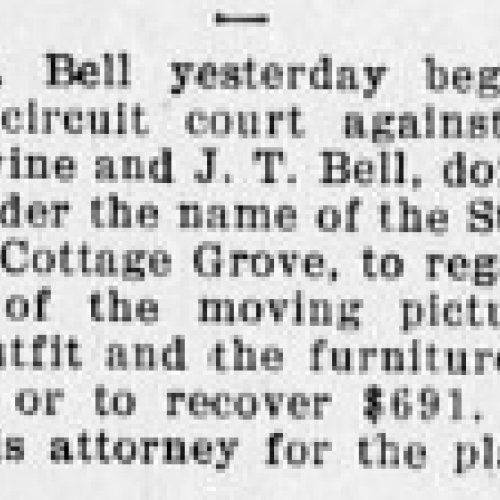 A news items about the lawsuit over the Star Theatre, Dec. 1909.
