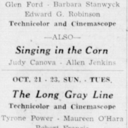 October 17 - October 27 film showings for the Terrace Drive-In Theatre