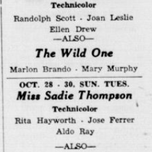 A Terrace Drive-In Newspaper Clipping, October 25, 1956 "$1 A Car Night"