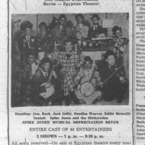 An ad for the Spike Jones performances