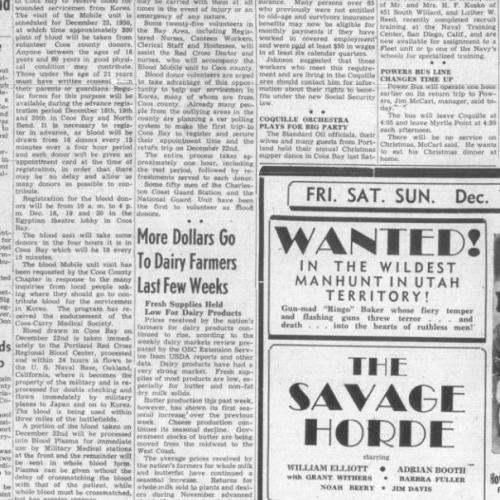 In 1952 news article about a blood drive going towards the American soldiers fighting in the Korean war