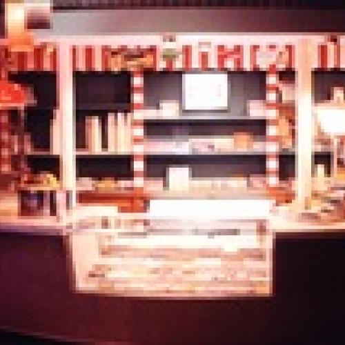 Photo showing the original snack bar/concession stand at the Times Theatre
