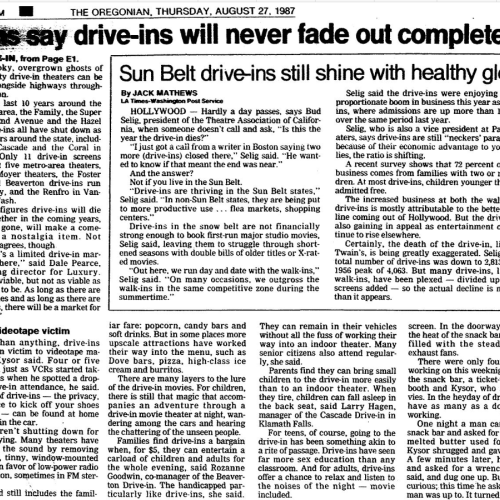 Oregonian, Aug. 27, 1987, page E1