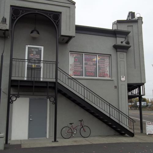 the Projection Stairs on the side of the building