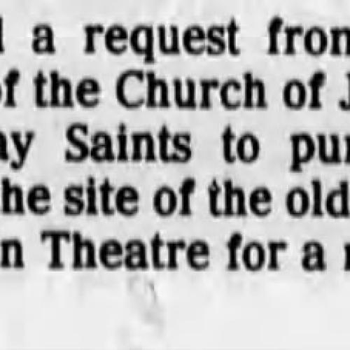 Denied a request from the Florence Ward of the Church of Jesus Christ of Latter-Day Saints to purchase city property at the shite of the old Rhododendron Drive-In Theater for a new church building.