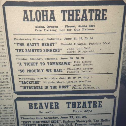 An ad for the theater